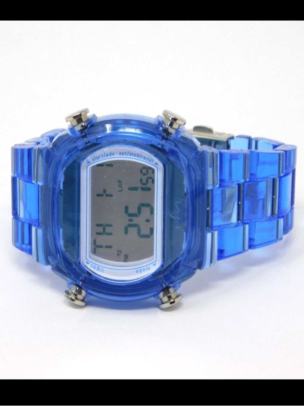 Adidas Watch ADH6507 Candy Clear Blue Acrylic Digital Light Stop Watch Sporty